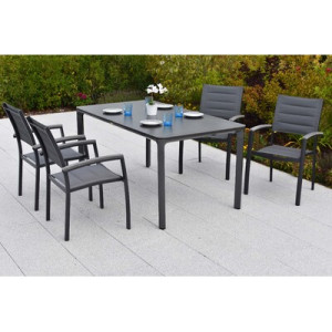 Pisa Set 5tlg., graphit Aluminium/Textil