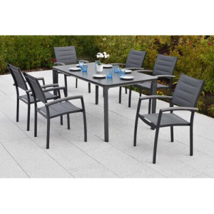 Pisa Set 7tlg., graphit Aluminium/Textil