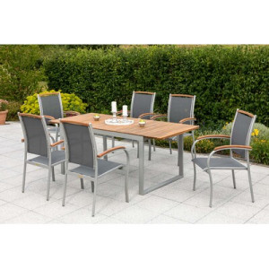 Siena Set 7tlg. Aluminium/Akazie/Textil