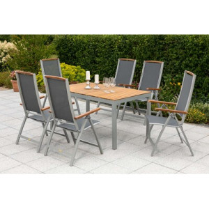 Siena Set 7tlg. Aluminium/Akazie/Textil