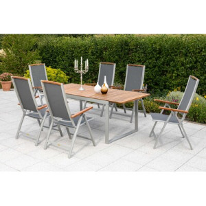 Siena Set 7tlg. Aluminium/Akazie/Textil