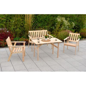 Sylt Set 4tlg. 2 Sessel, 1 Bank, 1 Tisch Kiefer