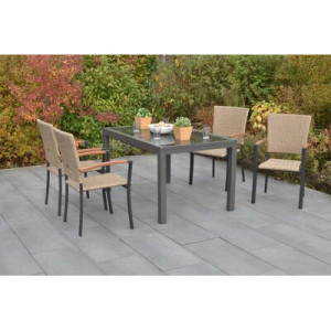 Teramo Set 5tlg. Alu/KS-geflecht/Polyrattan