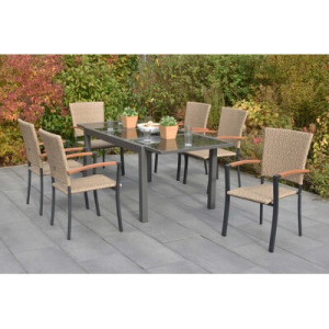 Teramo Set 7tlg. Alu/KS-geflecht/Polyrattan