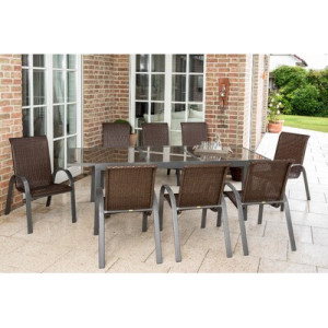 Varese Set 9tlg. Aluminium/Kunststoffgeflecht