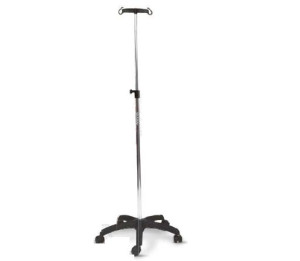 Wimed Asta Portaflebo in Acciaio Cromato con Base a 5 Razze e Ruote