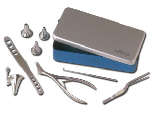 Gima set di 6 strumenti ORL in scatola di alluminio 21x10x5 cm con abbassalingua e speculum