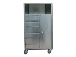 Gima carrello per anestesia in acciaio inox satinato con sei cassetti e scomparto verticale con serratura