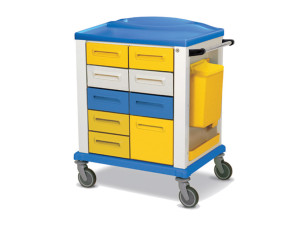 Gima Basic carrello professionale standard con 9 cassetti in acciaio verniciato e plastica multicolore