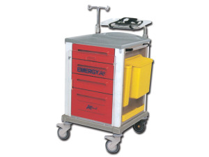 Gima Emergenza Piccolo carrello professionale in acciaio verniciato con 4 cassetti e finiture in plastica