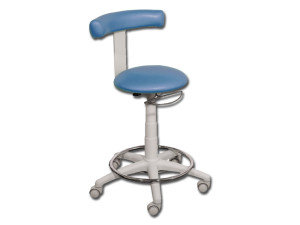 Gima sgabello professionale in acciaio inox con ruote girevoli, schienale regolabile e rivestimento Peltex