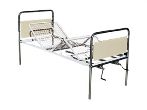 Gima letto ospedaliero a 3 snodi in acciaio verniciato con rete e testate cromate pannello MDF