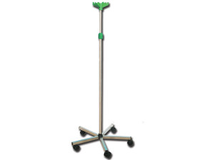 Gima Asta Portaflebo in Acciaio Inox con 5 Ruote e 4 Ganci in Plastica