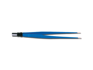 Gima pinza bipolare retta universale con copertura isolante attacco europeo sterilizzabile blu 18 cm