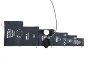 Gima set sfigmomanometro aneroide con sei bracciali in nylon grigio e chiusura in velcro latex free