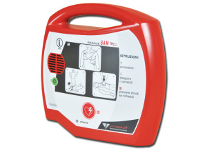 Gima Rescue Sam defibrillatore semiautomatico esterno con batteria al litio e elettrodi adulti rosso