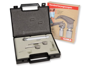 Gima set laringoscopio pediatrico con due lame Miller 0-1 manico satinato acciaio inox valigetta
