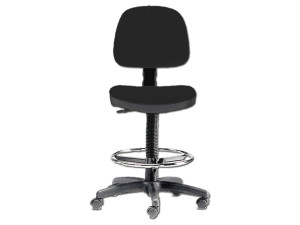 Gima sgabello con schienale e anello, seduta imbottita in finta pelle, base plastica, altezza regolabile