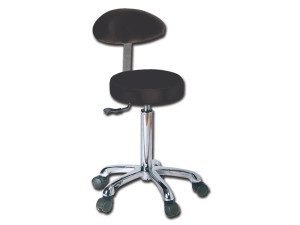 Gima sgabello con schienale e seduta imbottita in finta pelle nera altezza regolabile 53-68 cm