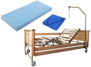 Ausilium Kit Plus Degenza: Letto Ospedaliero Elettrico Pieghevole Virgo + Materasso Antidecubito con Fodera Ignifuga