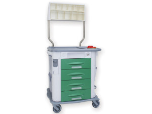 Aurion Carrello Multifunzione su Ruote per Terapia  - 4 Cassetti - Verde