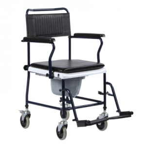 Intermed Sedia Comoda con Ruote e Braccioli Ribaltabili Blu