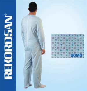 LUROPAS Srl Pigiama medico uomo cotone azzurro zip posteriore Luropas