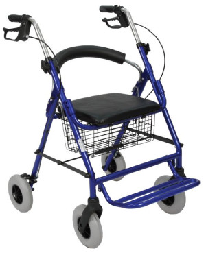 Termigea Rollator in Alluminio Pieghevole Blu con Sedile e Cestino