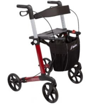 Mobilex A/S Rollator Leopard in Alluminio con Schienale e Borsa, Rosso Bordeaux