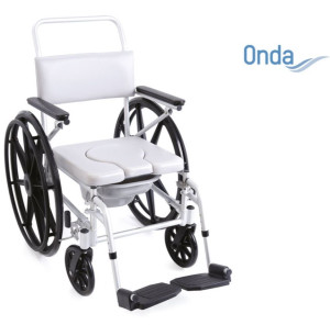 Mopedia Onda sedia per doccia e wc ad autospinta in alluminio con imbottitura idrorepellente bianca
