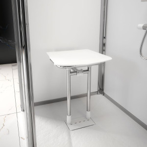 Identites Rugao sedia doccia ribaltabile e asportabile da parete in acciaio inox e ABS bianca