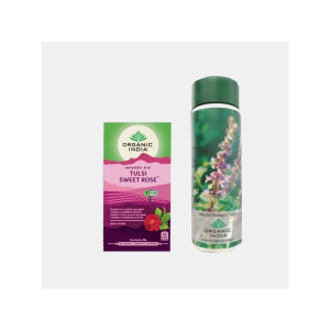 ORGANIC INDIA TULSI SWEET ROSE + TERMO PERSONALIZADO