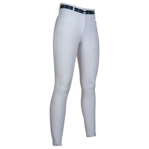 Bryczesy z lejem kolanowym HKM "Monaco Glamour Silicone" White 24h