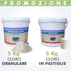 Piscine Italia 5 Kg di cloro granulare in polvere + 5 Kg di cloro in pastiglie