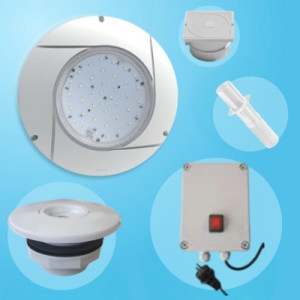 Piscine Italia Kit proiettore LED bianco per piscine in vetroresina e Skyblue