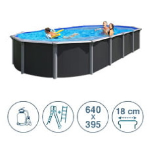 Piscine Italia Piscina fuori terra in acciaio ABAK antracite Osmose 640x395x132 cm