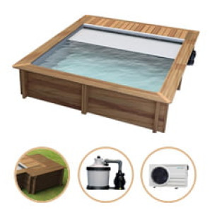 Piscine Italia Piscina in legno fuori terra rettangolare da giardino URBAN 420x350