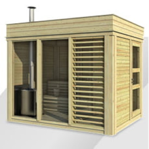 Piscine Italia Sauna da esterno Glass 3x2 m con spogliatoio