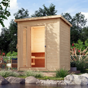Piscine Italia Sauna finlandese da esterno Ketty1 in massello 38mm - 196x146x228cm