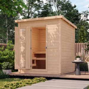 Piscine Italia Sauna finlandese da giardino Ketty2 in massello 38mm - 196x196x228cm