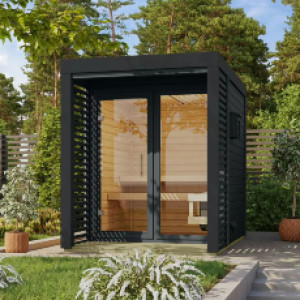 Piscine Italia Sauna finlandese da giardino Paul PC Black in massello 38mm