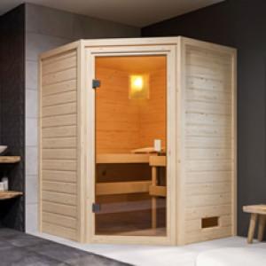 Piscine Italia Sauna finlandese da interno Antonella in massello 38mm - 145x145x187cm
