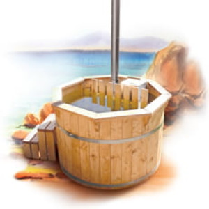 Piscine Italia Tinozza di legno a botte da giardino Mistel 2,2 m con stufa