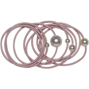 Pink Hair Ties With Pearl 9 stk