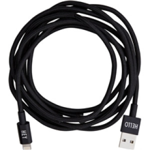 Design Letters Extra Long Cable iPhone 1,85 m Black