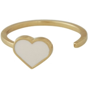 Design Letters Enamel Heart Ring Gold Nude