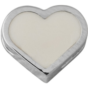 Design Letters Enamel Heart Charm Silver Nude