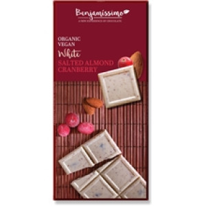 Choklad Vit Salt Mandel & Tranbär 70 gram