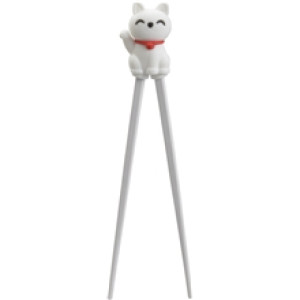 Children Chopsticks 22cm Lucky Cat White