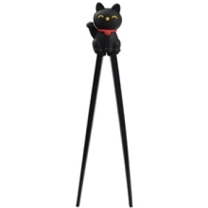 Children Chopsticks 22cm Lucky Cat Black